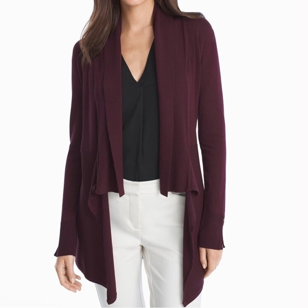 WHBM CABERNET WATERFALL CARDIGAN